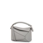 Loewe Women Mini Puzzle Edge bag in soft grained calfskin 206XF198 Pearl Grey