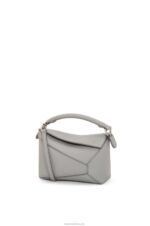 Loewe Women Mini Puzzle Edge bag in soft grained calfskin 206XF198 Pearl Grey