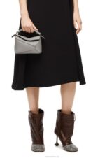 Loewe Women Mini Puzzle Edge bag in soft grained calfskin 206XF198 Pearl Grey - Image 3