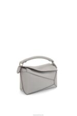 Loewe Women Mini Puzzle Edge bag in soft grained calfskin 206XF198 Pearl Grey - Image 4