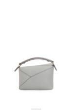 Loewe Women Mini Puzzle Edge bag in soft grained calfskin 206XF198 Pearl Grey - Image 6