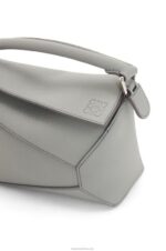 Loewe Women Mini Puzzle Edge bag in soft grained calfskin 206XF198 Pearl Grey - Image 9