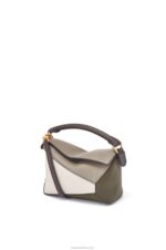 Loewe Women Mini Puzzle Edge in nappa calfskin 206XF253 Laurel Green/Light Oat