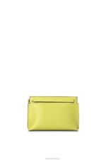 Loewe Women Mini Repeat T Pouch in embossed silk calfskin 206XF556 Lime Yellow
