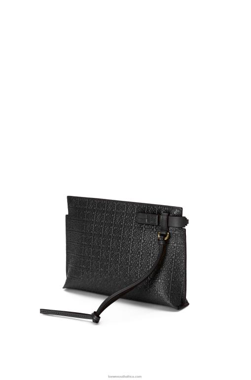 Loewe Women Mini Repeat T Pouch in embossed silk calfskin 206XF610 Black - Image 2