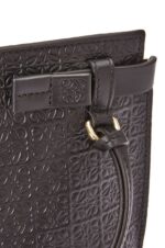 Loewe Women Mini Repeat T Pouch in embossed silk calfskin 206XF610 Black - Image 4