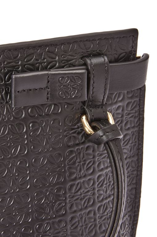 Loewe Women Mini Repeat T Pouch in embossed silk calfskin 206XF610 Black - Image 4