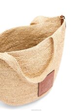 Loewe Women Mini Slit bag in raffia and calfskin 206XF10 Natural/Tan - Image 6
