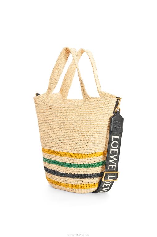 Loewe Women Mini Slit bag in striped raffia and calfskin 206XF26 Natural/Multicolor - Image 2