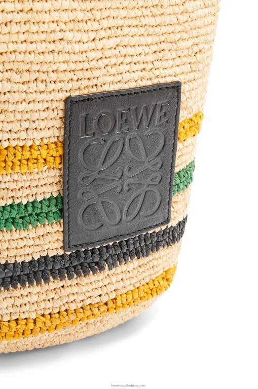 Loewe Women Mini Slit bag in striped raffia and calfskin 206XF26 Natural/Multicolor - Image 4