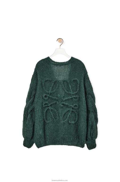 Loewe Women MOHAIR CARDIGAN In MOHAIR/POLYAMIDE 206XF1030 Forest Green - Image 2