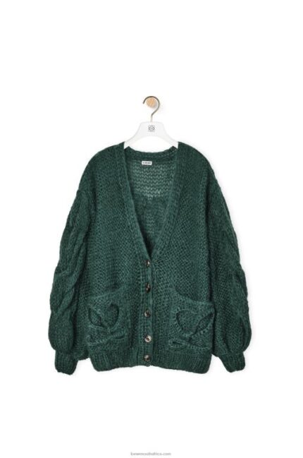Loewe Women MOHAIR CARDIGAN In MOHAIR/POLYAMIDE 206XF1030 Forest Green