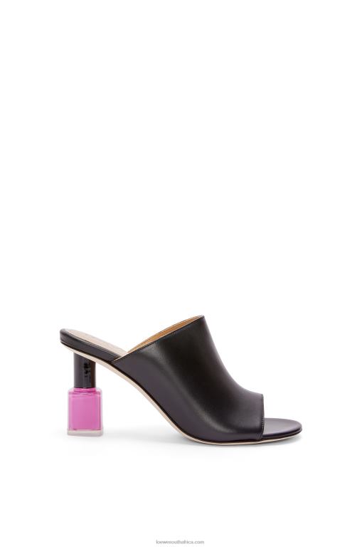 loewe_women_nail_polish_mule_in_calfskin_206xf757_black_pink.jpg Loewe Women Nail polish mule in calfskin 206XF757 Black/Pink - Image 1
