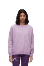 Loewe Women Oversize crew neck sweater in cashmere 206XF1000 Lavander - Image 2