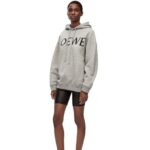 Loewe Women Oversized fit hoodie in cotton 206XF810 Grey Melange