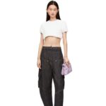 Loewe Women Padded crop top in stretch silk chiffon 206XF901 White