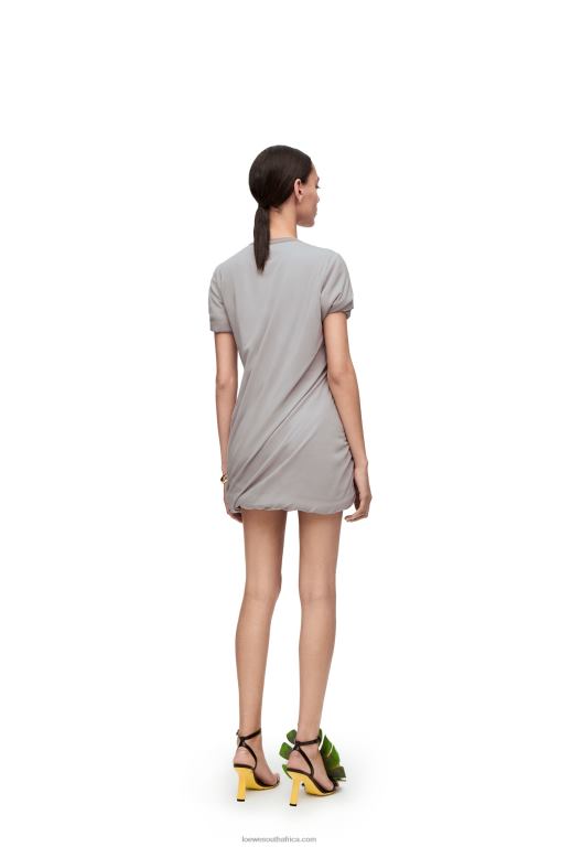 Loewe Women Padded mini dress in stretch silk chiffon 206XF1086 Fog Grey - Image 3