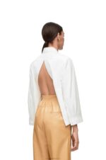 Loewe Women Padded trapeze shirt in cotton poplin 206XF893 White - Image 4