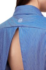 Loewe Women Padded trapeze shirt in striped cotton poplin 206XF899 Navy/White - Image 5