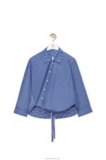 Loewe Women Padded trapeze shirt in striped cotton poplin 206XF899 Navy/White - Image 6