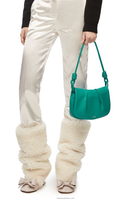 Loewe Women Paseo satchel in shiny nappa calfskin 206XF338 Emerald Green - Image 4