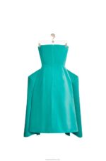 Loewe Women Peplum bustier dress in cotton velvet 206XF1064 Caribbean Blue - Image 2