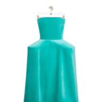 Loewe Women Peplum bustier dress in cotton velvet 206XF1064 Caribbean Blue