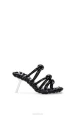 Loewe Women Petal knot sandal in lambskin 206XF704 Black/White