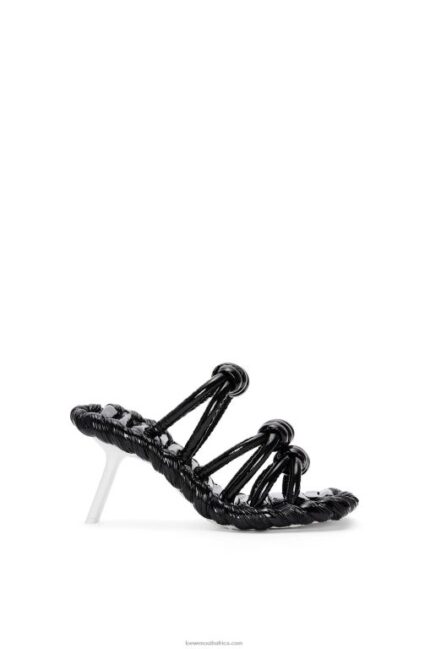Loewe Women Petal knot sandal in lambskin 206XF704 Black/White