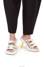 Loewe Women Petal knot sandal in lambskin 206XF705 White/Yellow - Image 2