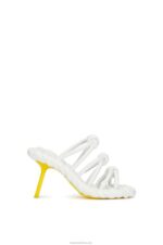 Loewe Women Petal knot sandal in lambskin 206XF705 White/Yellow