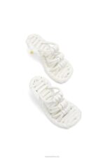 Loewe Women Petal knot sandal in lambskin 206XF705 White/Yellow - Image 4