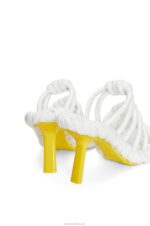 Loewe Women Petal knot sandal in lambskin 206XF705 White/Yellow - Image 5