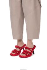 Loewe Women Petal knot sandal in lambskin 206XF706 Red/Black - Image 2
