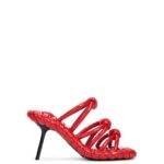 Loewe Women Petal knot sandal in lambskin 206XF706 Red/Black