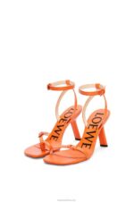 Loewe Women Petal stiletto sandal in lambskin 206XF674 Orange - Image 3