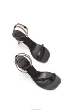 Loewe Women Petal stiletto sandal in lambskin 206XF677 Black - Image 3