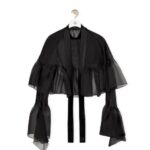 Loewe Women Pintuck top in silk organza 206XF885 Black
