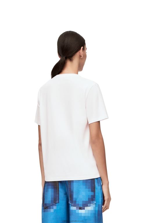 Loewe Women Pixelated Anagram regular fit T-shirt in cotton 206XF796 White/Black - Image 3