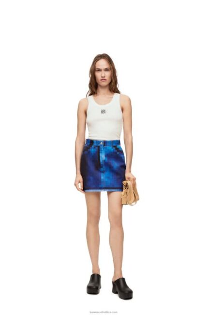 Loewe Women Pixelated mini skirt in denim 206XF1176 Denim