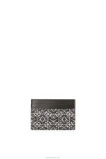Loewe Women Plain cardholder in jacquard and calfskin 206XF1419 Navy/Black