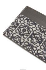 Loewe Women Plain cardholder in jacquard and calfskin 206XF1419 Navy/Black - Image 4