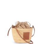 Loewe Women Pochette bag in raffia, Anagram jacquard and calfskin 206XF36 Natural/Tan