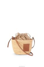 Loewe Women Pochette bag in raffia, Anagram jacquard and calfskin 206XF36 Natural/Tan