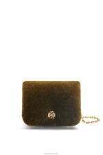 Loewe Women Puffer Goya bag in shearling 206XF468 Khaki Green