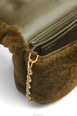 Loewe Women Puffer Goya bag in shearling 206XF468 Khaki Green - Image 5