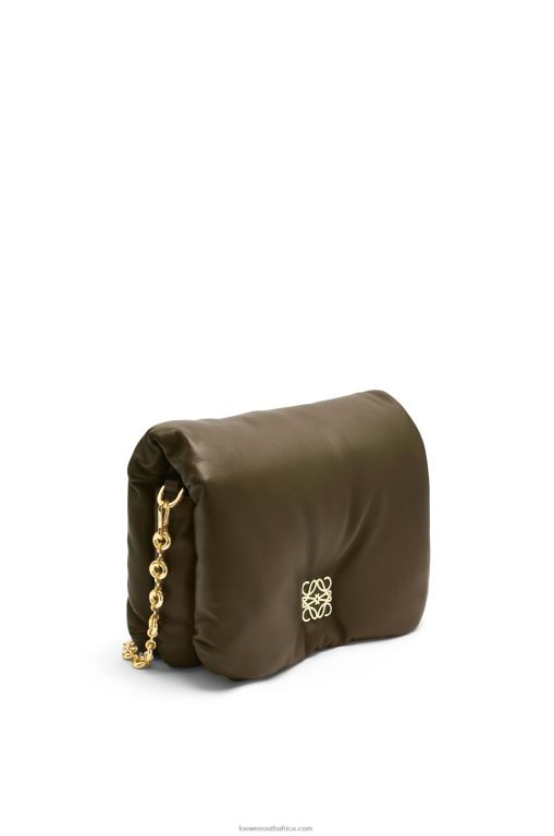 Loewe Women Puffer Goya bag in shiny nappa lambskin 206XF465 Dark Khaki Green - Image 2