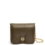 Loewe Women Puffer Goya bag in shiny nappa lambskin 206XF465 Dark Khaki Green
