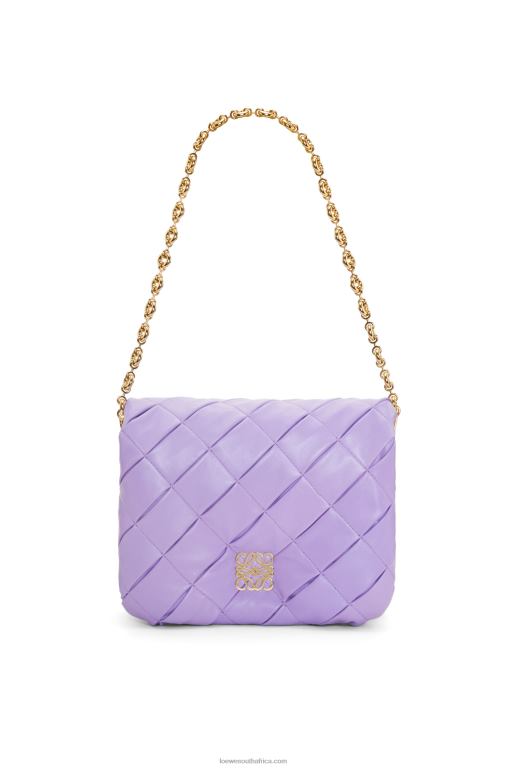 Loewe Women Puffer Goya in pleated shiny nappa lambskin 206XF379 Light Mauve - Image 6