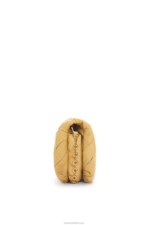 Loewe Women Puffer Goya in pleated shiny nappa lambskin 206XF381 Dark Butter - Image 4